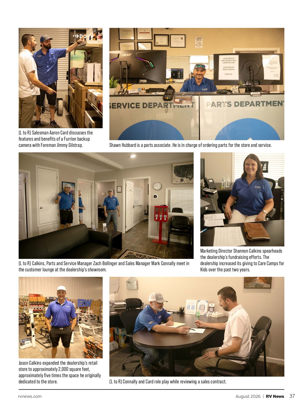 Clear Creek RVs staff working across sales, parts, and service departments